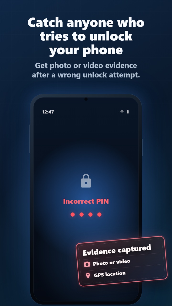 Lockwatch captures evidence after an incorrect PIN